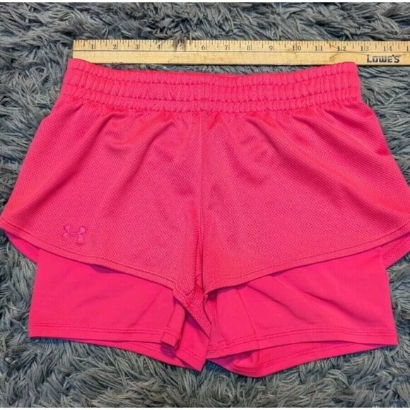Under Armour Womens Pink Semi-Fitted Heatgear Athletic Running Shorts Lined XS-S - Picture 6 of 8